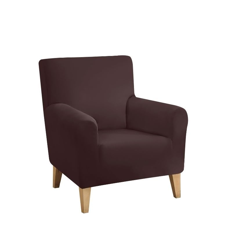 GSJNHY Armchair Cover Waterproof Armchair Cover Stretch Detachable Sloping Arm Back Slipcover Soft Single Small Chair Seater Sofa Covers For Home Club (Color : Darkcoffee, Size : 1 pc)