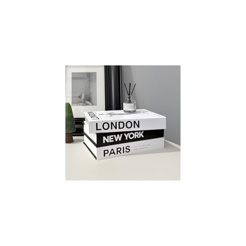 Decorative Books for Home Coffee Table Decor with Stylish Bookshelf and Office Living Room Black and White Fake Books for Decoration Faux Stack Book (Set of 3)