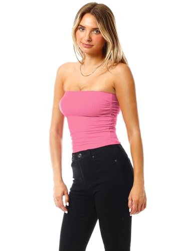 Image of MixMatchy Women's 3 Pack Tube Top Built-in Bra Strapless Ruched Bandeau