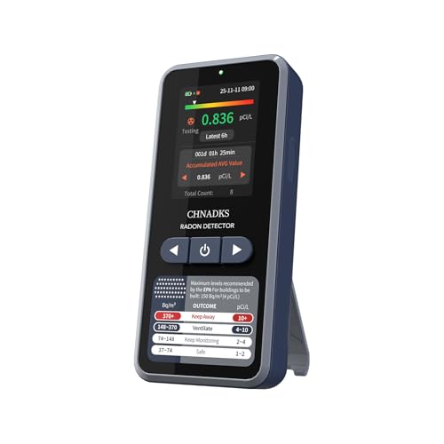 CHNADKS RM-66 Radon Detector for Home, Portable Radon Monitor with TFT Color Display, Audible & Visual Alarm, Easy-to-Use, Rechargeable Type-C, Long-Term Monitoring in pCi/L or Bq/m³