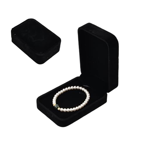Aohyue Caja de Terciopelo Negro para Collares 7 x 10 x 4 CM, Pequeña Caja de Regalo para Joyas, Elegante Soporte para Collares, Pulseras, Aniversario y Cumpleaños (Joyas no Incluidas)