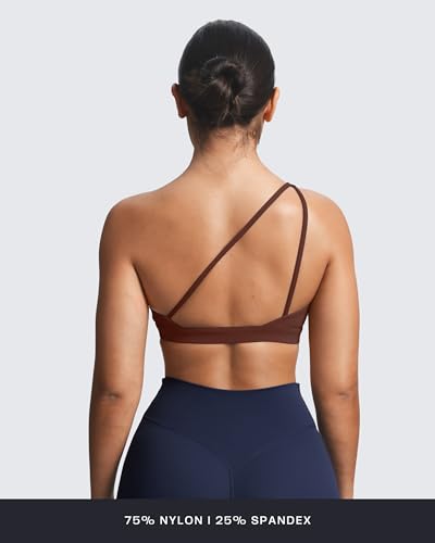Image of Aoxjox Astoria One Shoulder Sports Bra | asymmetrical workout top, women's fitness training gym yoga crop tank, 4-way stretch, moisture-wicking