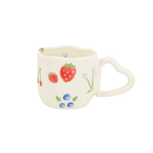Taza de cerámica Koythin con flores y fresas 8.5 oz miniatura 1