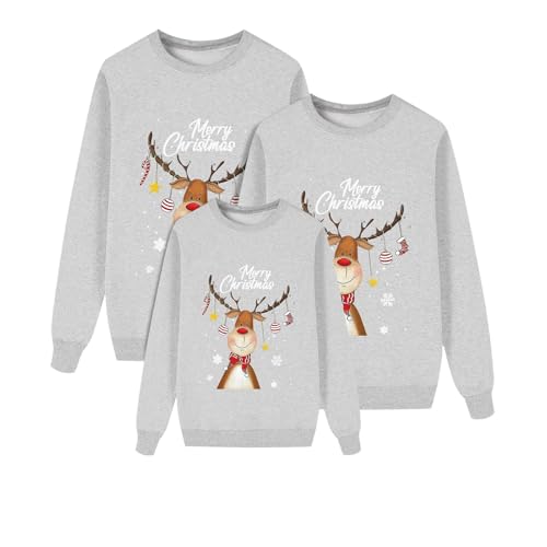 weihnachtspullover partnerlook mit hund, Familien Weihnachtspullover Set Lustig Partnerlook Familie Partner Pärchen Weihnachtsoutfit Sweatshirt Rentier Winterpullover Ugly Christmas Sweater