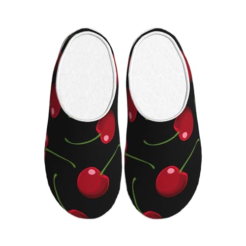 Strawberry Red Berry Full Print Flannel Slippers，Soft Warm Upper, Anti-Slip TPR Sole, for Casual Use
