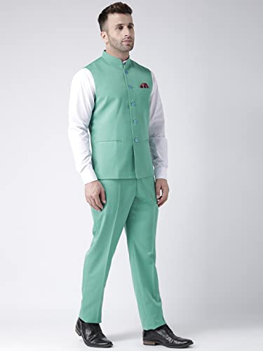 Image of hangup Men's Synthetic Notch Lapel Suit (2BasketTR Turquoise 40 Blue