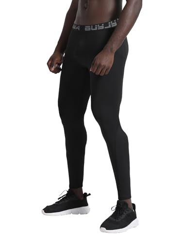 Image of BUYJYA 3 Pack Men's Compression Pants Running Tights Workout Leggings Athletic Cool Dry Yoga Gym Clothes Gift