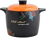 ✈ Cocotte en argile avec couvercle adaptée pour le gaz, le four, la cuisinière électrique en céramique, le four à micro-ondes ; Interdire l'utilisation sur une cuisinière à induction.