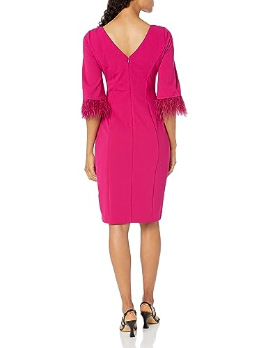 Adrianna Papell Women's Feather Trimmed Crepe Sheath2