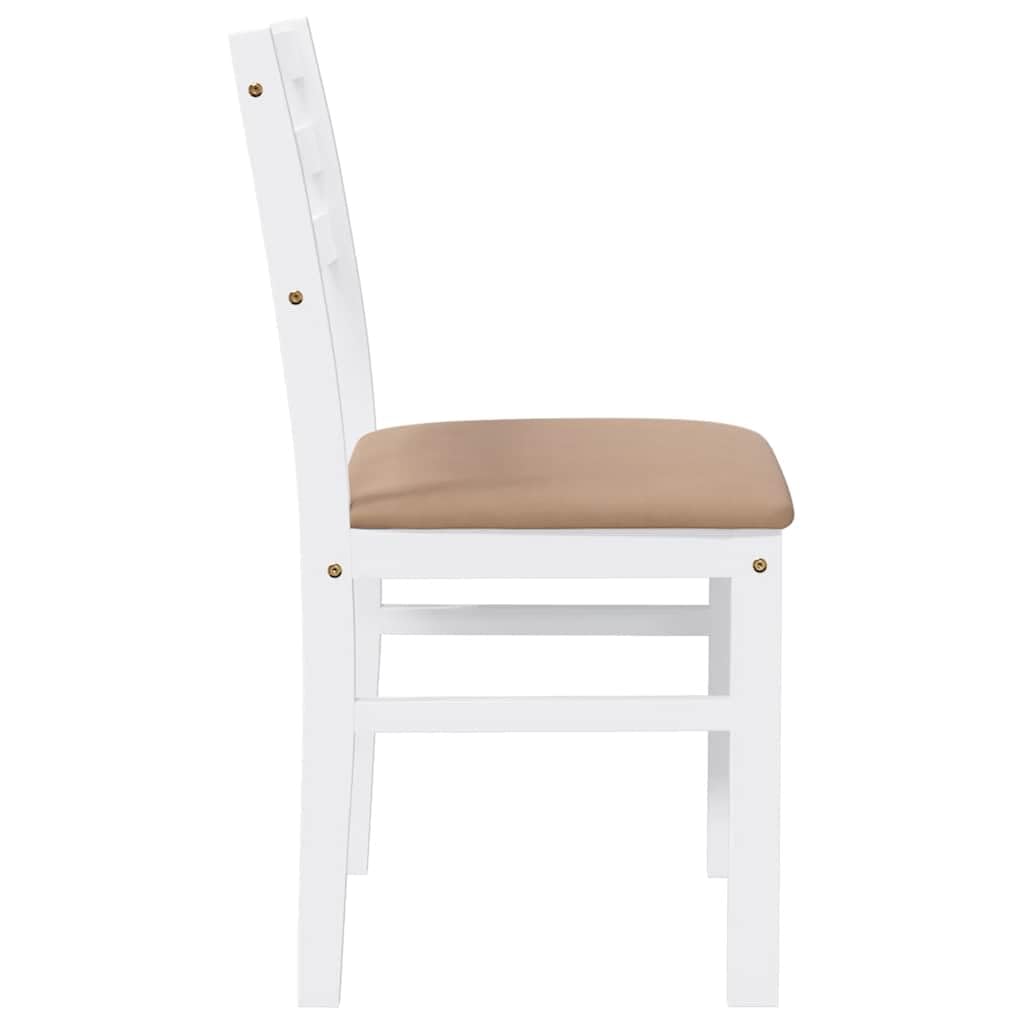 vidaXL Sillas de Comedor con Cojines 2uds Madera Maciza Blanco Caucho, Silla de Comedor, Silla de Cocina, Asiento de Comedor, Silla
