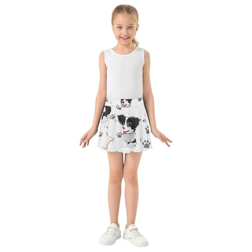 Black White Dogs Poses Paw Athletic Shorts Girls Skorts Toddler Tennis Skirts Dance Flowy Skirt 3t3