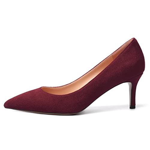 WAYDERNS Womens Pointed Toe Suede Solid Slip On Wedding Dress Stiletto Mid Heel Pumps Shoes 2.5 Inch2