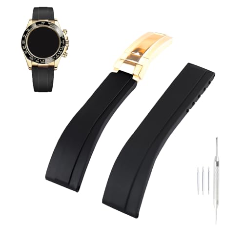 Topuly Correa de reloj de goma de 20 mm de repuesto para Rolex SUBMARINER GHOST DATEJUST OYSTERPERTUAL DAYTONA YACHTMASTER hebilla de despliegue correa de silicona accesorios para hombres y mujeres Topuly Correa de reloj de goma de 20 mm de repuesto para Rolex SUBMARINER GHOST DATEJUST OYSTERPERTUAL DAYTONA YACHTMASTER hebilla de despliegue correa de silicona accesorios para hombres y mujeres
