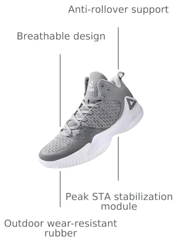 Image of PEAK High Top Mens Basketball Shoes Lou Williams Streetball Master Breathable Outdoor Sneakers Cushioning Shoes for Fitness