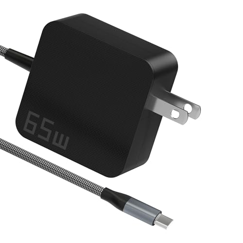 65W USB C Laptop Charger | Fast Charging USB-C Power Adapter Compatible with Lenovo ASUS Samsung Galaxy Type C Fast Charger with PD Technology | Ideal Computer Charger for Home Office & Travel