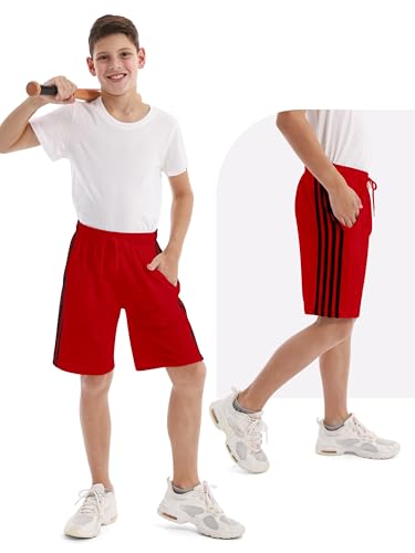 Resinta 6 Pack Youth Boys' Athletic Shorts Boys Basketball Shorts with Pockets Quick Dry Active Running Shorts4