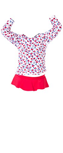 Image of ToBeInStyle Girls' 3 /4 Sleeve Graphic Print Mock Neck Rashguard Top