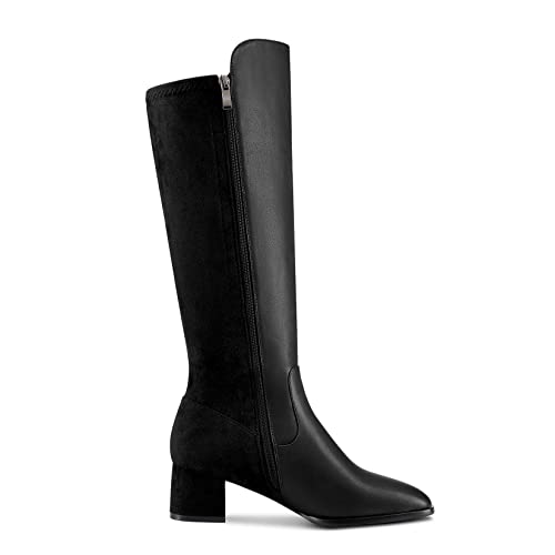 HEUIVZAR Women Chunky Block Low Heel Square Toe Mid Calf Boots Zipper Party Cute 2.0 Inches Heels3