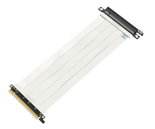 LINKUP - Ultra PCIe 4.0 X16 Riser Cable (Reconditioned) [RTX4090 RX6950XT x570 B550 Z690 Tested] Vertical Mount Gaming PCI Express Gen4┃Straight Socket (25cm / 9.8") Gen 3.0 TT Compatible┃White