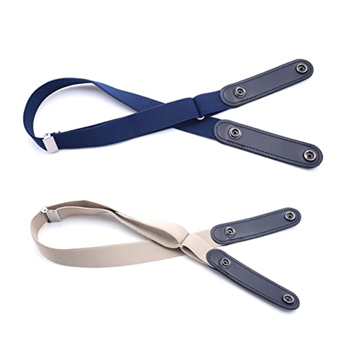 2pcs Unisex Elastic Waist Belts Stretch No Buckle Gym Belt for Men Women Casual