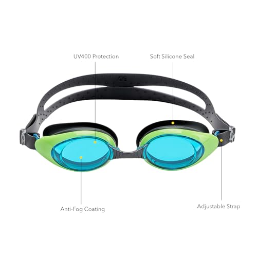 Image of Boldfit Swimming Goggles for Men & Women with Adjustable Strap Anti Fog Goggles for Swimming Men Swimming Goggles for Women Air Tight Swim Goggles UV Protection Training Swim Goggles - BlackYellow
