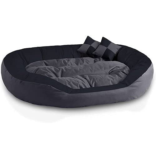 gorgeous Super Soft Reversable Dual (Dog and Cat Bed)-Small (Black-Grey, S)