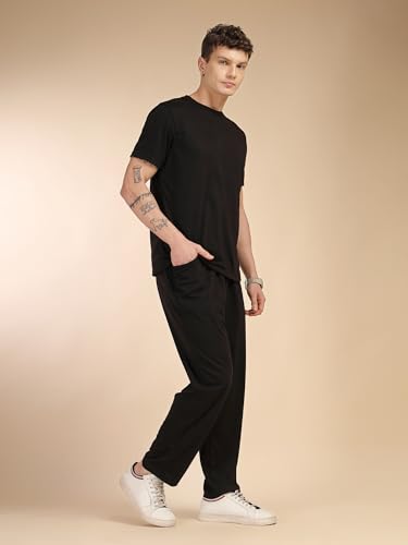 Image of Thomas Scott Men's | Relaxed Fit | Solid | 100% Polyester | Co-Ord Set With Short Sleeve T-Shirt & Trouser