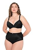 Ulla Popken Damen große Größen Übergrößen Plus Size Bügel-BH, Softschalen, Satin, Spitze, Cup B - F schwarz 85F 830417100-85F