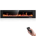 Electactic Electric Fireplace 68 inch, Recessed and Wall Mounted Electric Fireplace with Remote Control, Fireplace Heater, Linear Fireplace with Timer, Adjustable Flame Color, 750w/1500w, Black