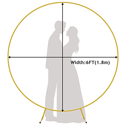 Putros 6Ft Gold Round Backdrop Stand Metal Circle Balloon Arch Frame Wedding Arch For Ceremony Birthday Party Anniversary Bridal Graduation Decoration #TOP2