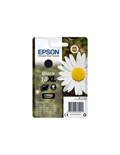 Epson Orginal 18XL Tinte Gänseblümchen, XP-305 XP-402 XP-215 XP-312 XP-315 XP-412 XP-415 XP-225 XP-322 XP-325 XP-422 XP-425, Normalverpackung, XL, (schwarz), 235M255