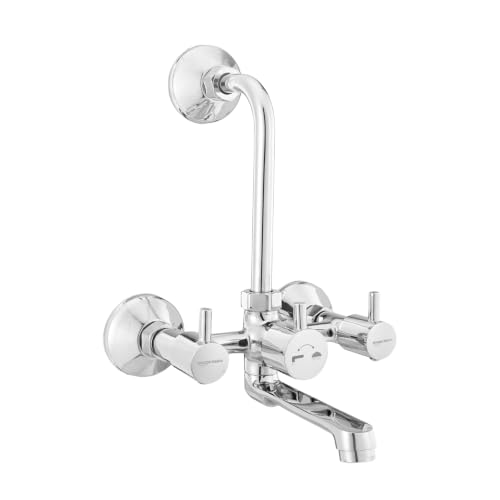 Image of Amazon Basics Wall Mixer | Dual Flow Type | ABS Plastic Body with Ceramic Disc Cartridge and L-Bend Provision | 1 /2 BSP Inlet | Bathroom Use [Chrome]