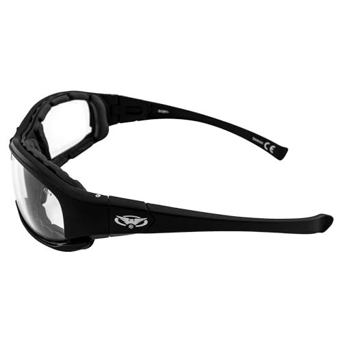 Global Vision Assault Motorcycle Sunglasses Safety Glasses ANSI Z87.1 Convertible to Goggles 2 Pairs Black Frame w/Clear & Smoke Lenses3