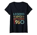 Photo Gallery legend since september 1960 birthday 1960 men women vintage maglietta con collo a v Photo Gallery legend since september 1960 birthday 1960 men women vintage maglietta con collo a v