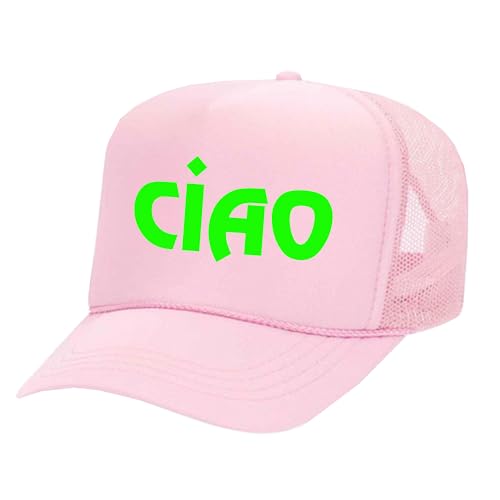 CIAO Mesh Trucker Hat, Adult or Kids Hello Goodybye Ciao Snapback Sun Hat (Pink, Small)