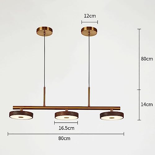 Suspension îlot de cuisine LED en noyer à 3 éclairages modulables