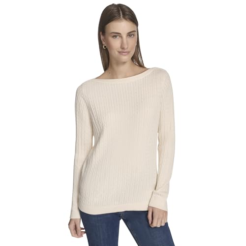 Nautica Women's Long Sleeve Cable Boatneck Sweater