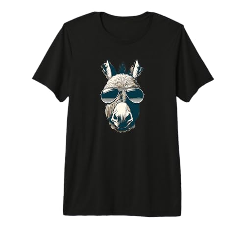 Cute Donkey Wearing Sunglasses - Funny Farm Farming Pet Premium Tri-blend T-Shirt