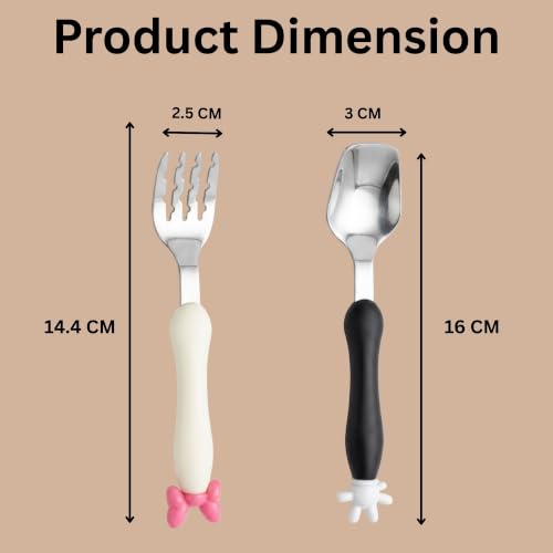 Image of Hian Baby Spoon and Fork Set, Stainless Steel Toddler Self Feeding Utensils with Travel Case, BPA Free Food Grade PP Handles, Kids Cutlery for 12+ Months Babies (Multicolor,Pack of 2)