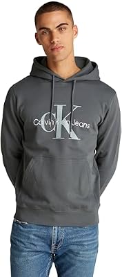 Calvin Klein Hombre Hoodie Seasonal Monologo Regular con Capucha, Gris (Endless Grey), 4XL