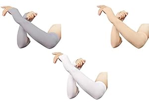 New Vastra Lok- Grey + White + Skin Colour finger cut Protection Arm Sleeves, hand socks for men and women (unisex) used for driving,hiking, sports,biking, cycling,sunburn, dust & pollution protection