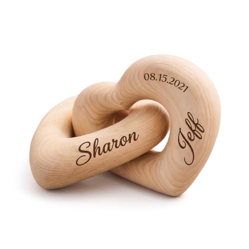 Custom Wooden Interlocking Heart Sculpture
