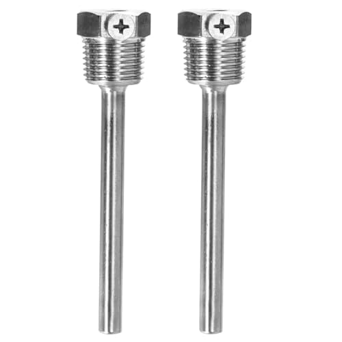 Laroal 2 Stück Edelstahl Tauchhülse mit Feststellschraube G 1/2 Zoll Gewinde für Temperaturfühler 8x100mm Tauchschutzrohre