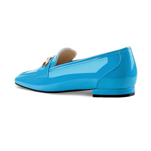Image of Oh Mispares Womens Loafers Square Toe Low Heel Penny Loafers Fashion Comfortable Slip on Flats Casual Dressy Shoes for Women Work Office Patent Leather