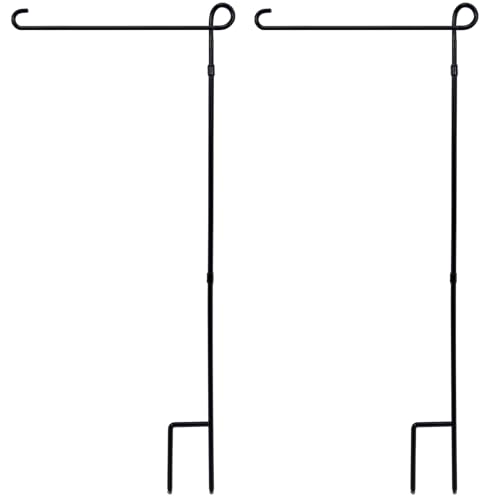 YEAHOME 2PC Premium Garden Flag Stand Holder, Weather-Proof Metal Powder-Coated Flagpole for American, Christmas, Winter, Birthday Flags