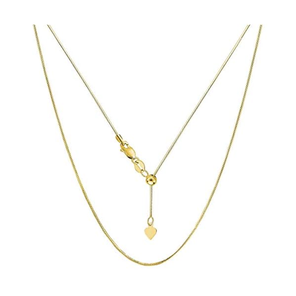 14k SOLID Yellow or White Gold 0.85MM Adjustable Octagonal Snake Chain Necklace For Pendants And Charms (Adjustable Upto 22") Jewelry For Women