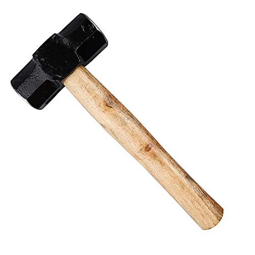 Sledge Hammers With Wooden Handle, 10Lb / 4500 Gms, Drop Forged Steel Induction Hardened, Polished Hitting Face Industrial & Professional Use (E-2440)