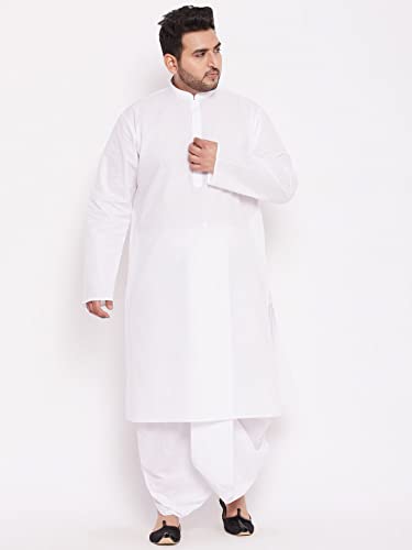 Image of VASTRAMAY Men's Plus White Cotton Kurta | Classic Fit | Elegant Ethnic Wear for Weddings & Festive Celebrations and for Independence Day