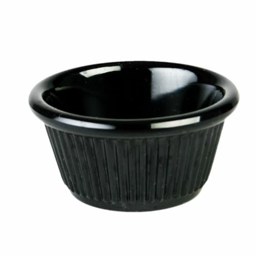 A-to-Z Supply ML509BL1 Ramekin, 2 oz. Capacity, 2-7/8" Dia., Round, Fluted, Break-Resistant, Dishwasher Safe, BPA Free, Melamine, Black, NSF, Pack of 12