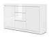 Kommode Bello Bianco III 150 cm Sideboard Highboard Schrank Weiss mat/Weiss Hochglanz Zwei Regal, DREI Schubladen Italienische